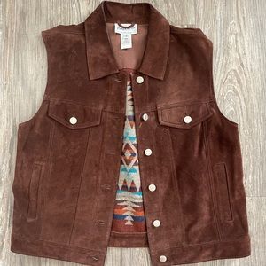 Pendleton leather and wool Aztec vest